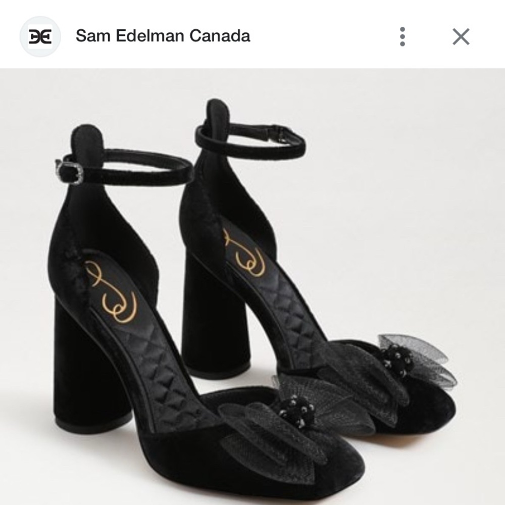 Sam Edelman Black Velvet Ankle Strap Heels